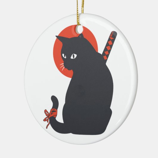 Katten als Warrior Samurai - Kies achtergrondkleur Keramisch Ornament (Links)