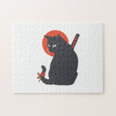 Katten als Warrior Samurai - Kies achtergrondkleur Legpuzzel (Horizontaal)