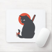 Katten als Warrior Samurai - Kies achtergrondkleur Muismat (Met muis)