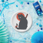 Katten als Warrior Samurai - Kies achtergrondkleur Papieren Bordje (Feest)