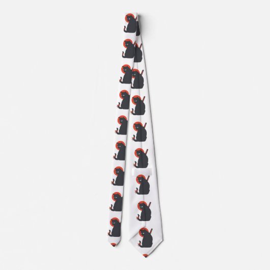 Katten als Warrior Samurai - Kies achtergrondkleur Stropdas (Achterkant)