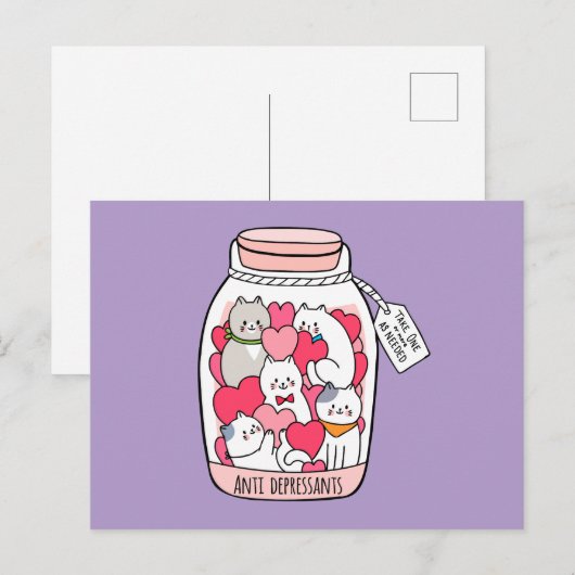 Katten Antidepressivum Grappig Kattenliefhebber Ca Briefkaart (Voorkant / Achterkant)