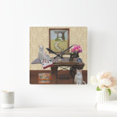  katten, Antiek naaimachineklok Vierkante Klok (Huis)