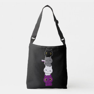 Katten Asexual Pride Cute Ace-vlag Dierschapsdekse Crossbody Tas