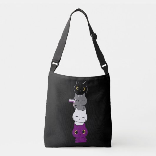 Katten Asexual Pride Cute Ace-vlag Dierschapsdekse Crossbody Tas (Voorkant)
