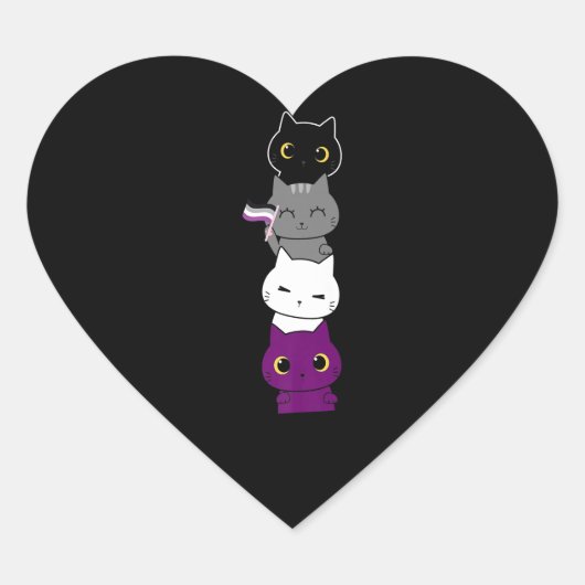 Katten Asexual Pride Cute Ace-vlag Dierschapsdekse Hart Sticker (Voorkant)