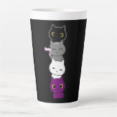 Katten Asexual Pride Cute Ace-vlag Dierschapsdekse Latte Mok (Voorkant)