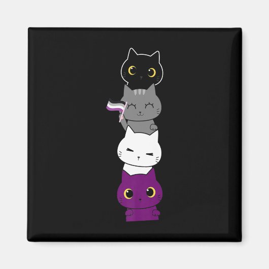 Katten Asexual Pride Cute Ace-vlag Dierschapsdekse Magneet (Voorkant)