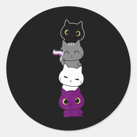 Katten Asexual Pride Cute Ace-vlag Dierschapsdekse Ronde Sticker (Voorkant)