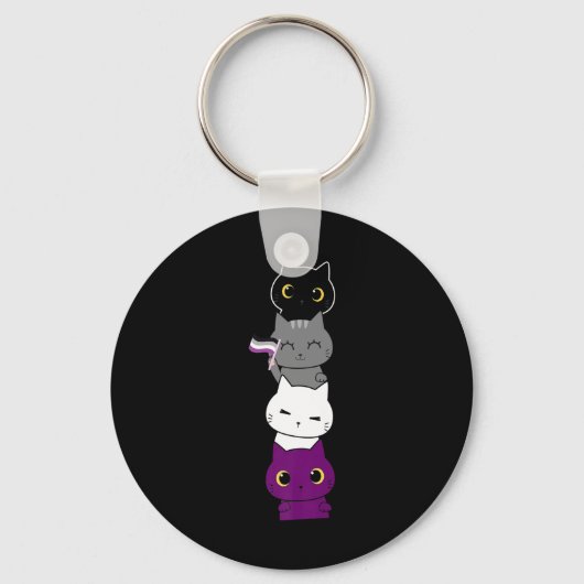 Katten Asexual Pride Cute Ace-vlag Dierschapsdekse Sleutelhanger (Voorkant)