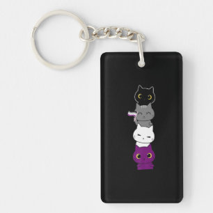 Katten Asexual Pride Cute Ace-vlag Dierschapsdekse Sleutelhanger