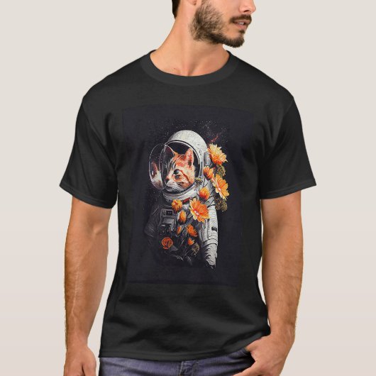 Katten Astronaut Bloem T-shirt (Voorkant)
