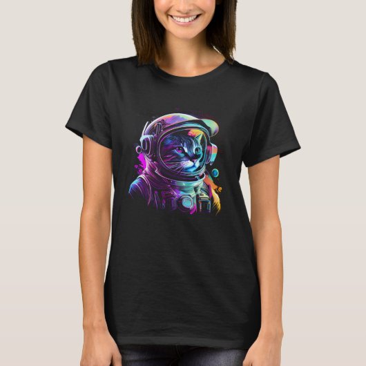 Katten Astronaut Dier Ruimte Gezicht Sterrenstelse T-shirt (Voorkant)