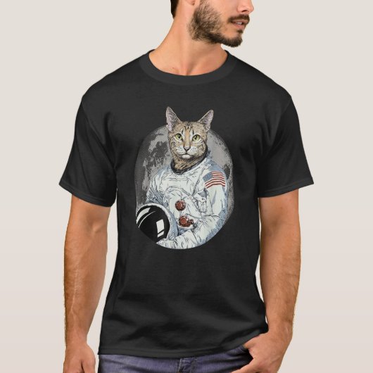 Katten Astronaut Ruimte Kosmische Kitten Maan T-shirt (Voorkant)