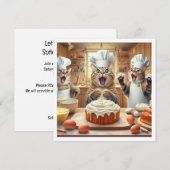 Katten bakken, bakpartij uitnodiging, kat kaart (Voorkant / Achterkant)