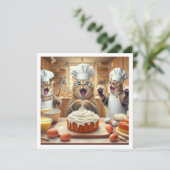 Katten bakken, bakpartij uitnodiging, kat kaart (Staand voorkant)