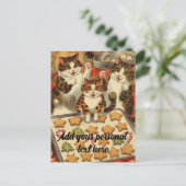  katten bakken kerst briefkaart (Staand voorkant)