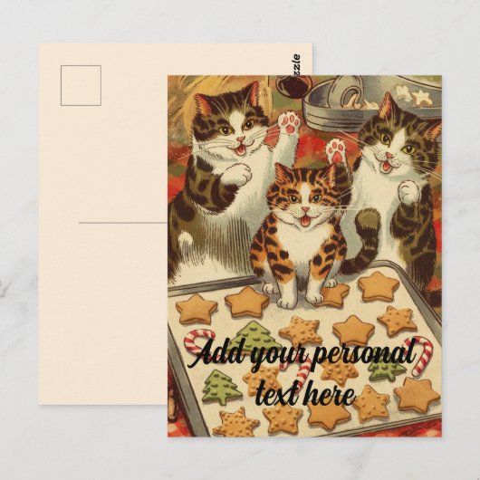  katten bakken kerst briefkaart (Voorkant / Achterkant)