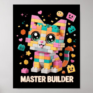 Katten Baksteen Bouwblokken Master Bouwer Kattenli Poster