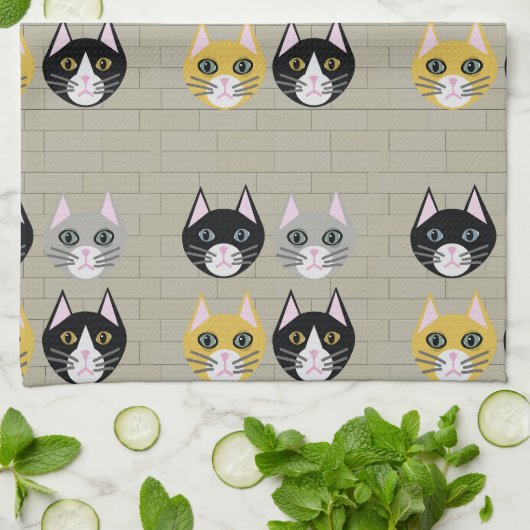 Katten baksteen theedoek (Gevouwen)