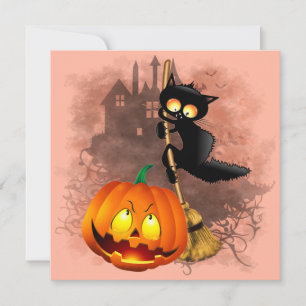 Katten bang voor pompoen leuk Halloween karakter Kaart