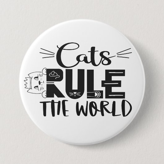 Katten bepalen de wereld door schattige kitten whi ronde button 7,6 cm (Voorkant)