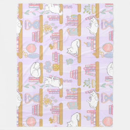 Katten Bibliotheek Pastel Meisje Boek Paars Fleece Deken