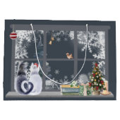 Katten bij het kerstraam groot cadeauzakje (Achterkant)