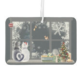 Katten bij het kerstraam luchtverfrisser (Achterkant)