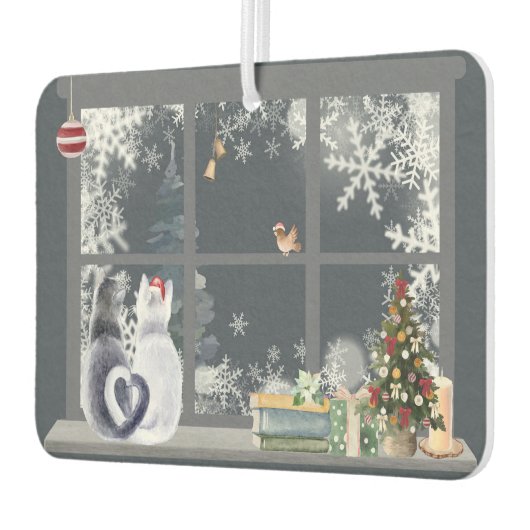 Katten bij het kerstraam luchtverfrisser (Links)