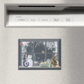 Katten bij het kerstraam magneet (Insitu (Vaatwasser))