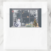 Katten bij het kerstraam rechthoekige sticker (Tas)