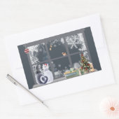 Katten bij het kerstraam rechthoekige sticker (Envelop)