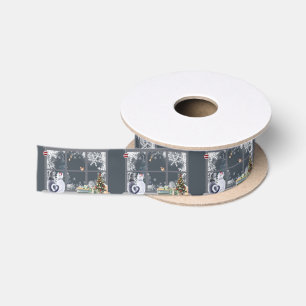Katten bij het kerstraam satijnen lint