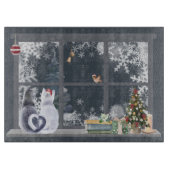 Katten bij het kerstraam snijplank (Voorkant)