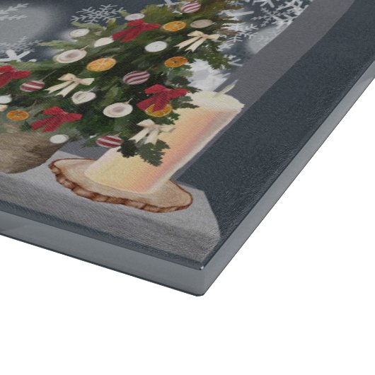 Katten bij het kerstraam snijplank (Hoek)