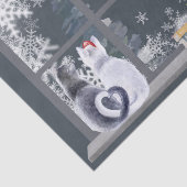 Katten bij het kerstraam tissuepapier (Detail)