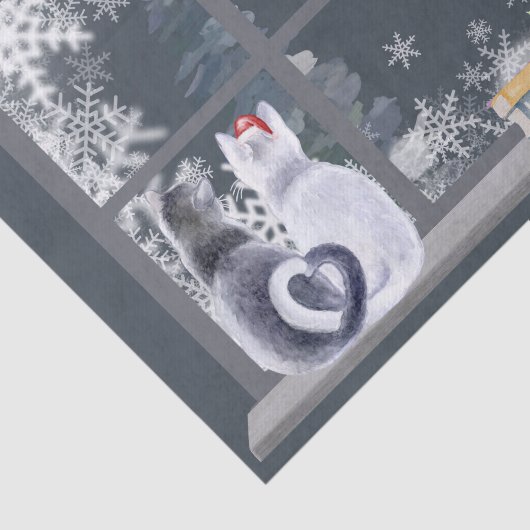 Katten bij het kerstraam tissuepapier (Detail)