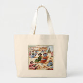 Katten bij het strand van Louis Wain Grote Tote Bag (Voorkant)