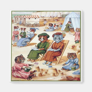 Katten bij het strand van Louis Wain Magneet