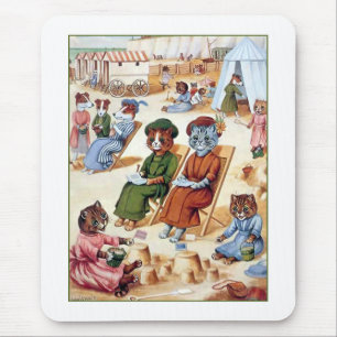 Katten bij het strand van Louis Wain Muismat