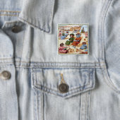 Katten bij het strand van Louis Wain Vierkante Button 5,1 Cm (In situ)