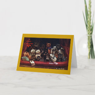 Katten bij het Theater voor Kerstmis Feestdagen Kaart