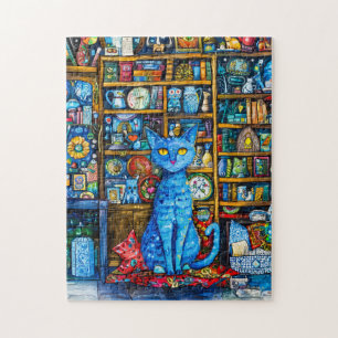 Katten bij kleurrijke plank legpuzzel
