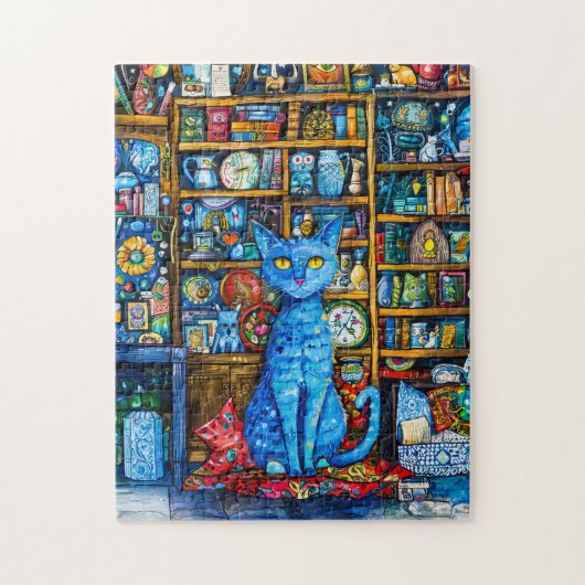 Katten bij kleurrijke plank legpuzzel (Verticaal)