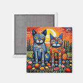 Katten bij zonsondergang 1 magneet (Voorkant / Achterkant)