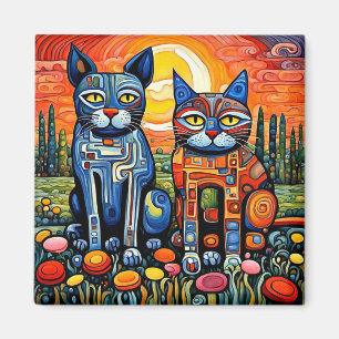 Katten bij zonsondergang 1 magneet