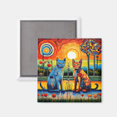 Katten bij zonsondergang 2 magneet (Voorkant / Achterkant)