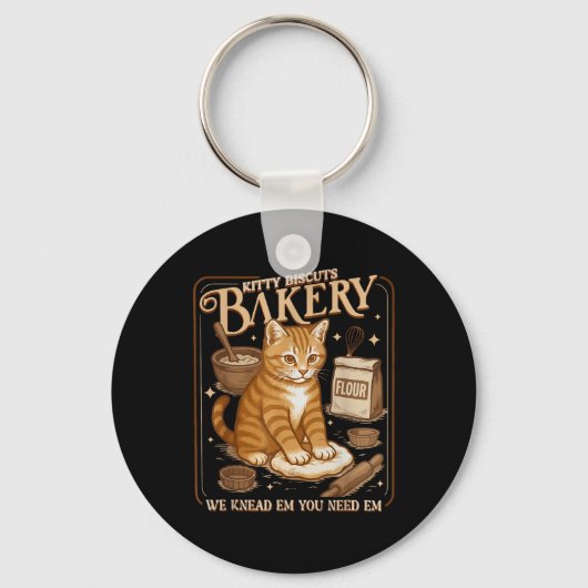 Katten Biscuit Bakkerij Grappig Sleutelhanger (Voorkant)