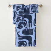 Katten blauw bad handdoek (Insitu)